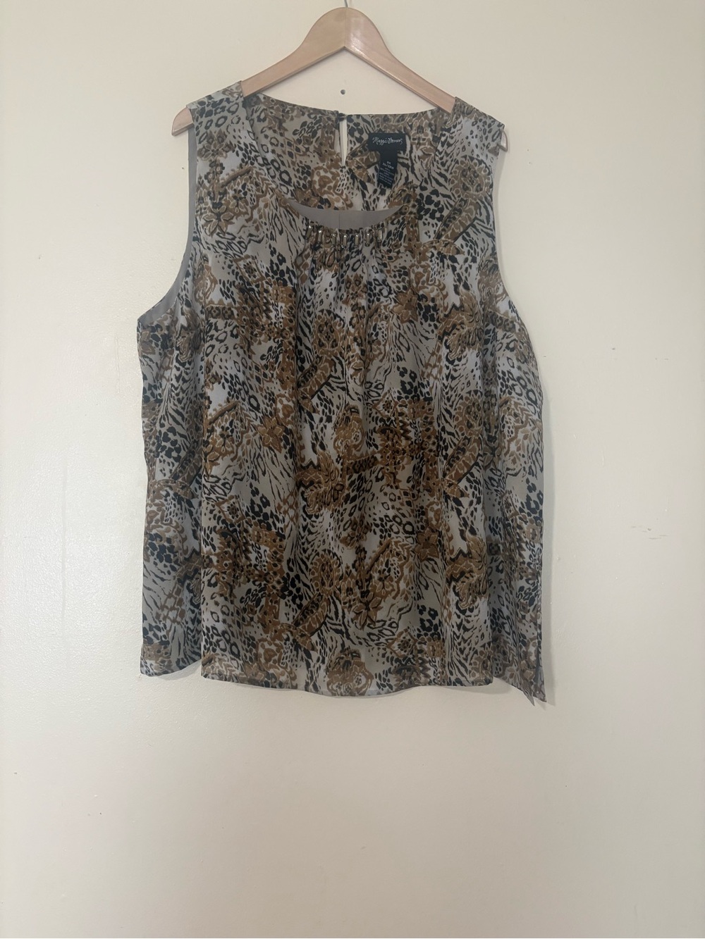 Maggie Barnes Brown, Black and Cream Animal-Print Sleeveless Camisole